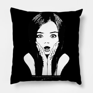 amazing shocked and embarrassed beautiful black and white girl Pillow