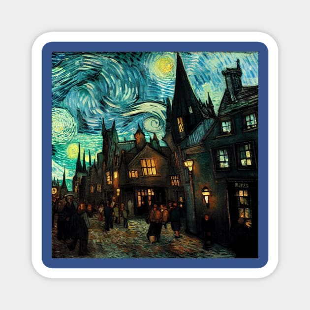 Starry Night in Diagon Alley Magnet by Grassroots Green