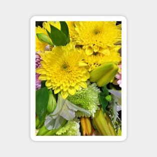 Bouquet of White, Yellow, Pink and Green Flowers - Beautiful Floral Photo Magnet