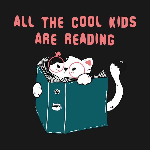 All The Cool Kids Are Reading With Cat Funny vintage retro Gift by Chichid_Clothes