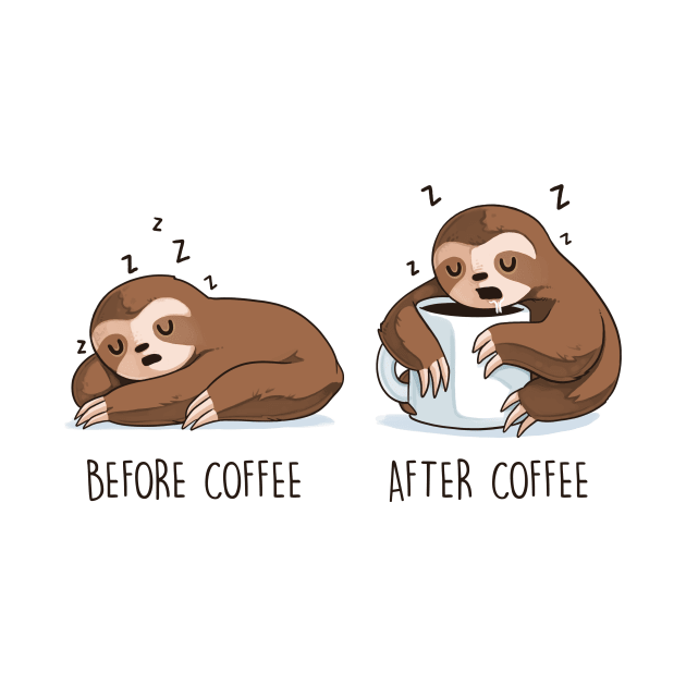 Before and After Coffee (Sloth) by Naolito