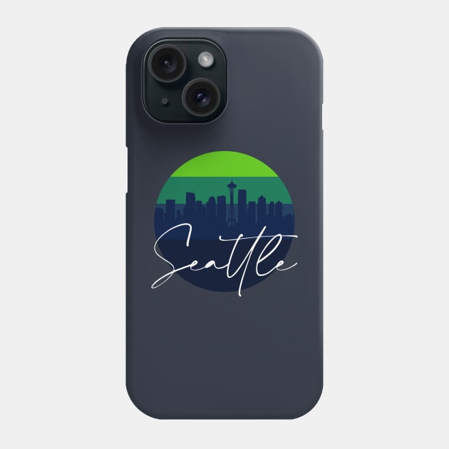 Seattle Skyline Football Colors Phone Case by funandgames