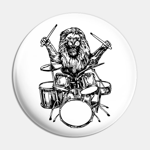 SEEMBO Lion Playing Drums Drummer Musician Drumming Fun Band Pin by SEEMBO