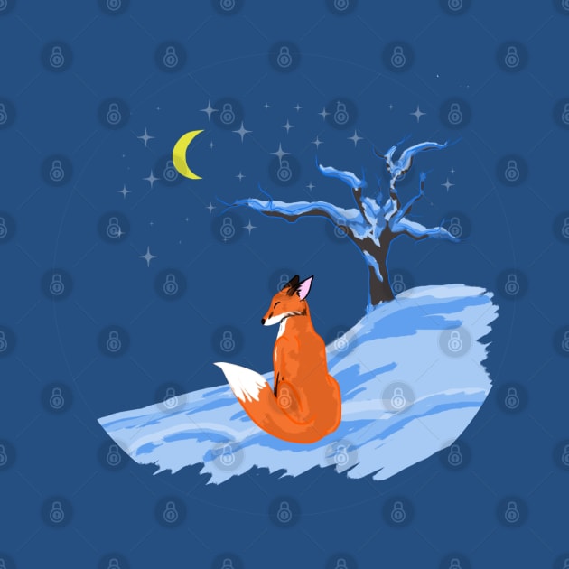 Winter Night Fox by SakuraDragon