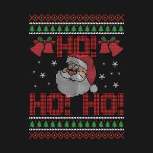 Festive 'Ho Ho Ho' Ugly Christmas Santa Sweater T-Shirt