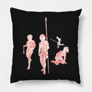 Tribal cavemen digital silhouettes Pillow