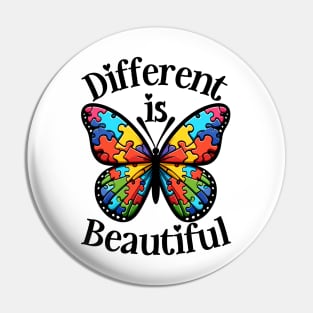 Different Is Beautiful Autism Awareness Butterfly Pin