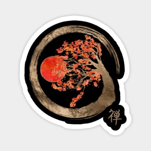 Enso Zen Circle and Sakura Tree Magnet