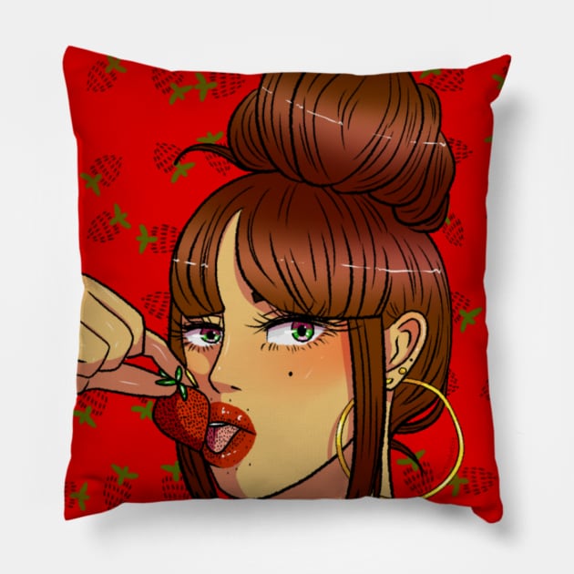 Strawberry Shortycake Pillow by artssybetssy