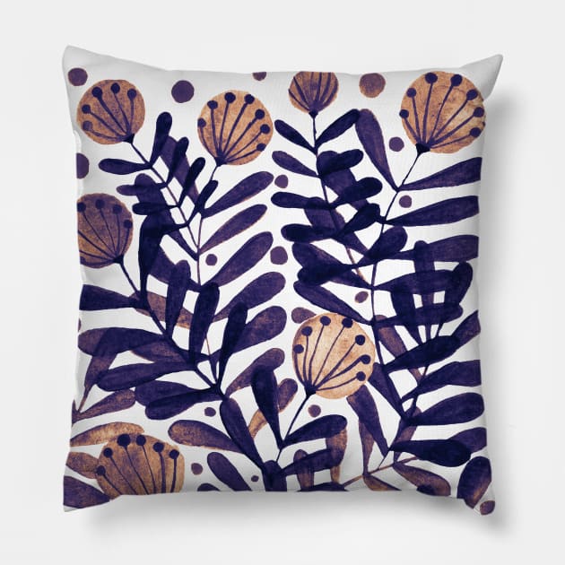 Flowers and foliage - purple autumn Pillow by wackapacka