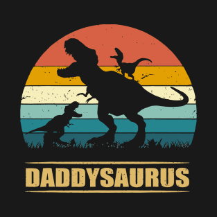 Daddy Dinosaur Daddysaurus 2 Two kids Gift T-Shirt