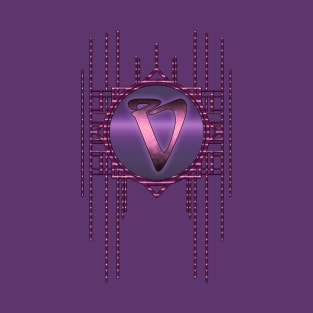 Vintage letter V Purple Glamour Artdeco Monogram T-Shirt