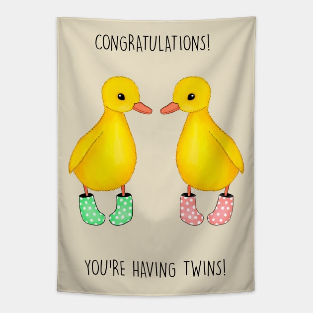 CONGRATS YOU'RE HAVING TWINS Tapestry by Poppy and Mabel