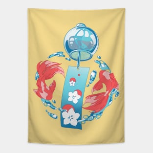 The cute Japanese wind bell and the goldfish Tapestry
