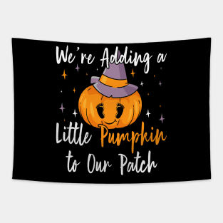 We're Adding Little Pumpkin to Our Patch, Halloween Pregnancy Announcement Tapestry