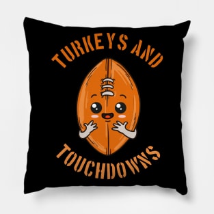 Turkeys Touchdowns Thanksgiving Kawaii Football Pillow