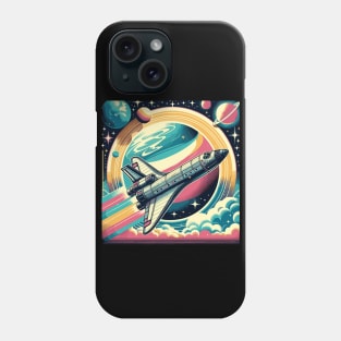 Orbital Dreams: Retro Shuttle Over Cosmic Vistas Phone Case