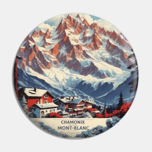 Chamonix Mont Blanc France Vintage Poster Tourism Pin