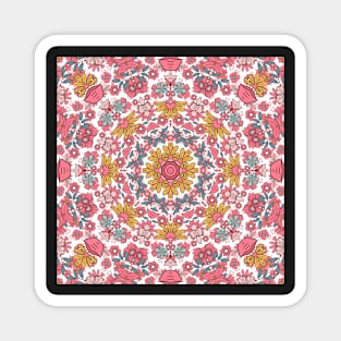 Flower and Hearts valentines and spring Kaleidoscope pattern (Seamless) 6 Magnet