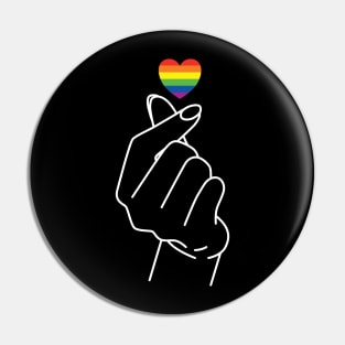 LGBTQ+ Rainbow Pride Flag Korean Love Sign Pin