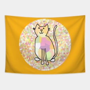 Cat on Pale Yellow Tapestry