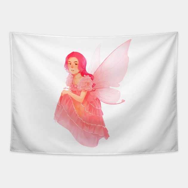 Cute Anime Girl Pink Fairy Tapestry by utu