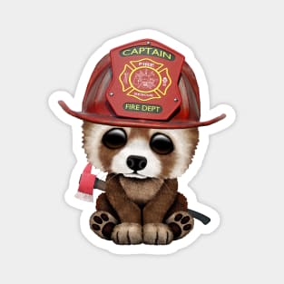 Cute Baby Red Panda Firefighter Magnet