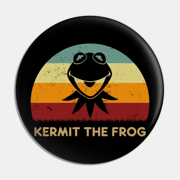 Retro Sunset - Kermit The Frog Pin by GoodIdeaTees