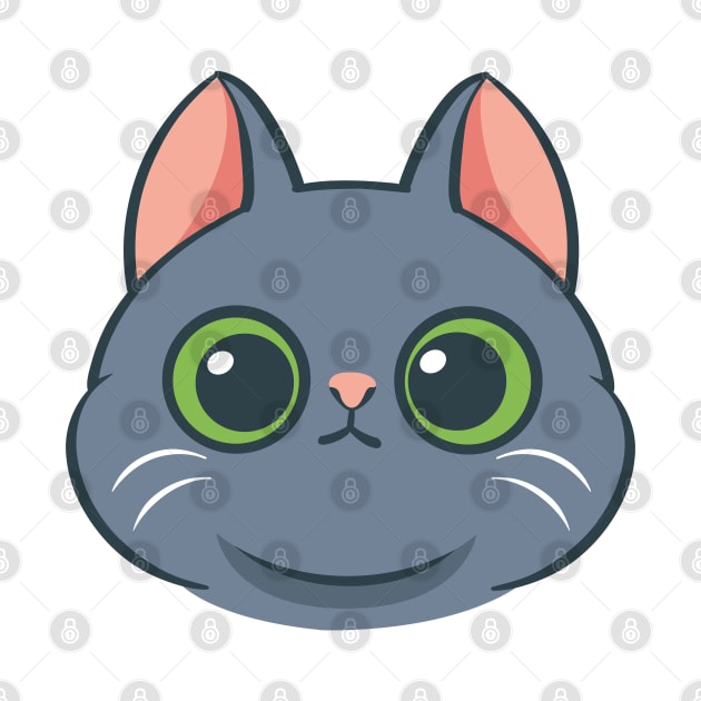 Cartoon cute cat face by tomodaging