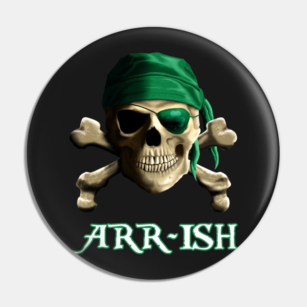 ARR-Ish Irish Pirate Saint Patricks Day Jolly Roger Pin by Packrat