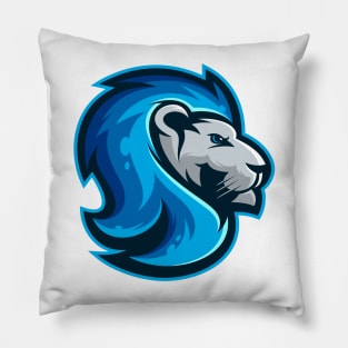 Blue lion head illustration character Pillow