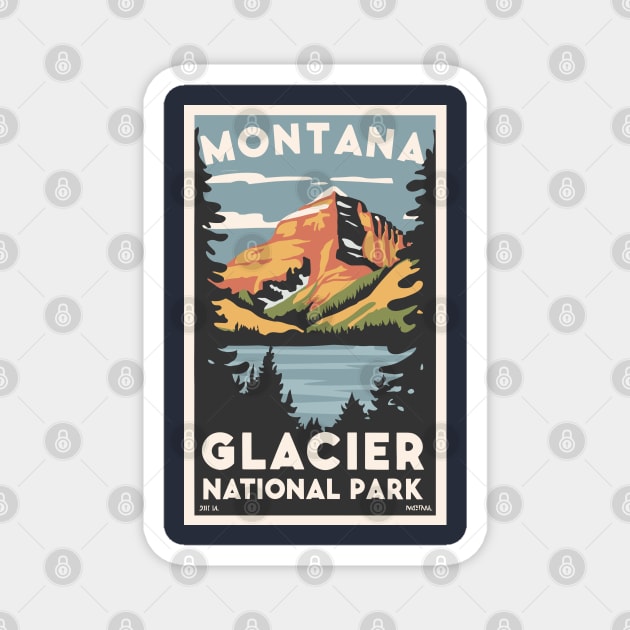 A Vintage Travel Art of the Glacier National Park - Montana - US Magnet by goodoldvintage