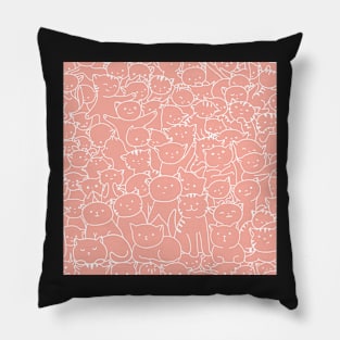 Cute pink and white cats pattern Pillow