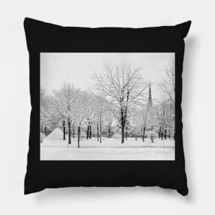 Winter in the Park, 1915. Vintage Photo Pillow