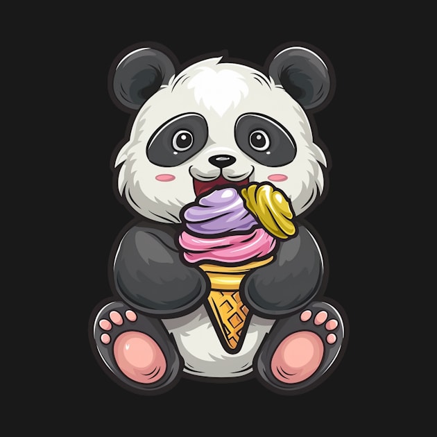 Panda Eating Ice Cream - Panda Bear Japanese by Anassein.os