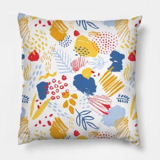 Yellow blue abstract colorful pattern face mask Pillow