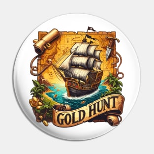 Pirate Ship, Gold Hunt Pin