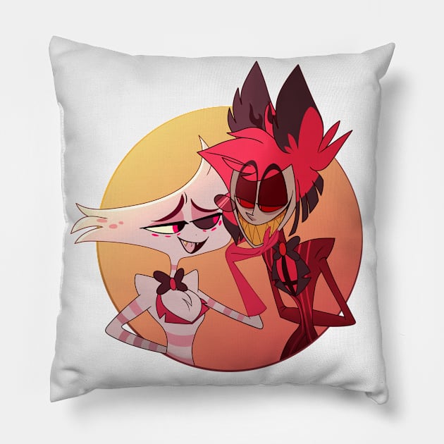 Alastor and Angel Dust Pillow by rentaire