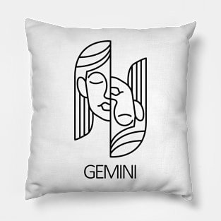 Gemini Zodiac Sign - Black Pillow