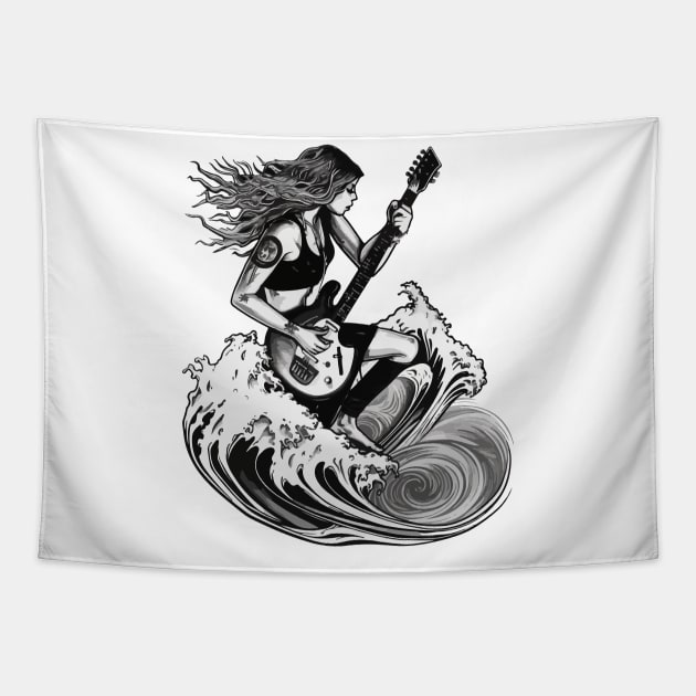 Classic Guitar Girl Tapestry by Urbana Fly