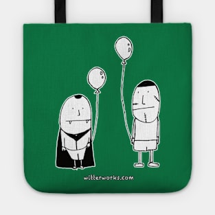 Funny Dracula & Frankenstein with Balloons Tote