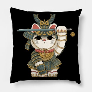 Lucky Cat Samurai Pillow