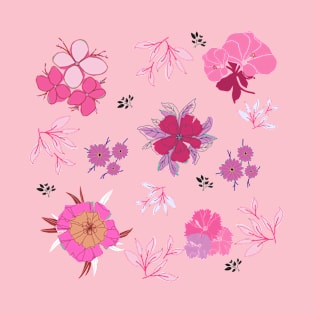 Pink Flower Pattern T-Shirt