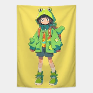 Kawaii Anime Frog Girl Tapestry