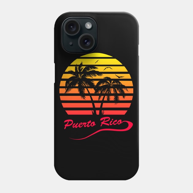 Puerto Rico 80s Tropical Sunset Phone Case by Nerd_art