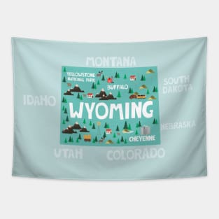 Wyoming Illustrated Map Tapestry