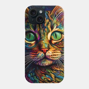 Close-up of a cat's head. Illustration in abstract style. Phone Case