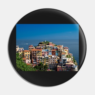 View on the cliff town of Manarola, one of the colorful Cinque Terre on the Italian west coast Pin