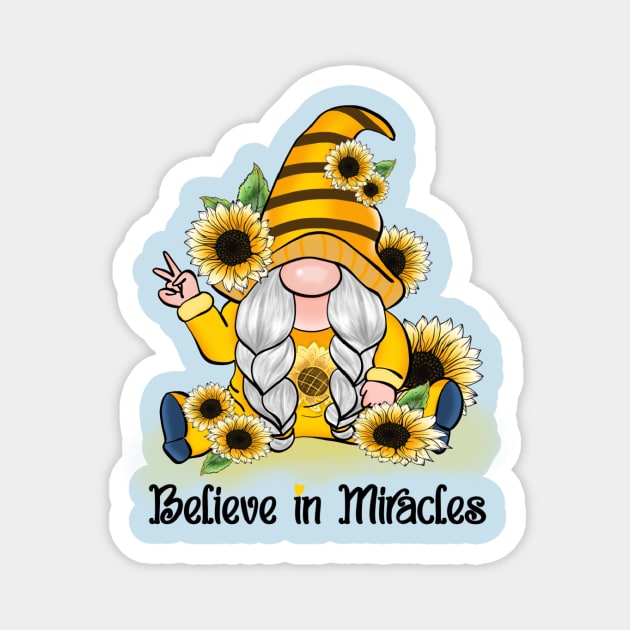 Sunflower Gnome - Believe In Miracles Magnet by Rebel Merch