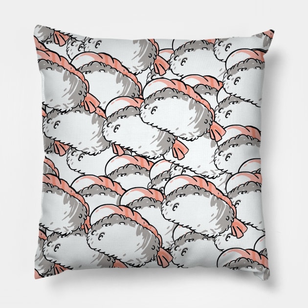 Nigiri ebi - shrimp everywhere Pillow by Uwaki